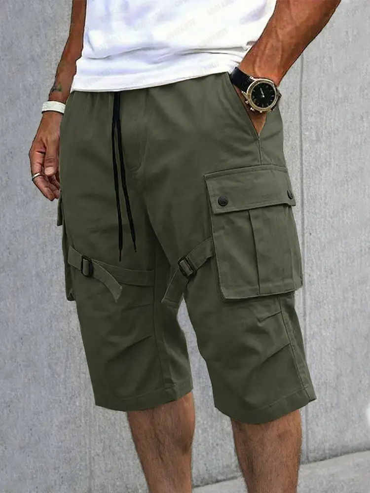 Men's Casual Strap Design Cargo Shorts