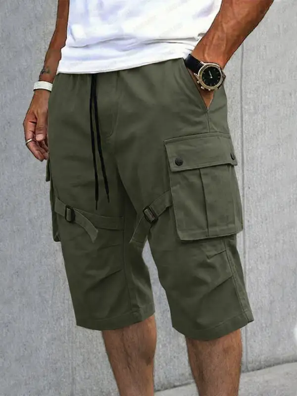 Men's Casual Strap Design Cargo Shorts