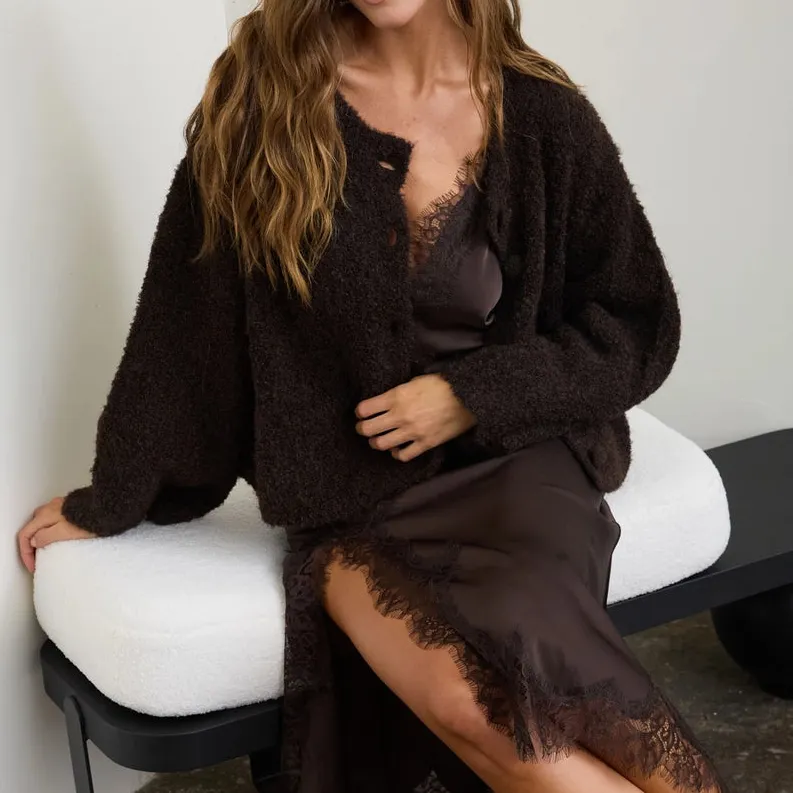 Relaxed Fuzzy Knit Cardigan