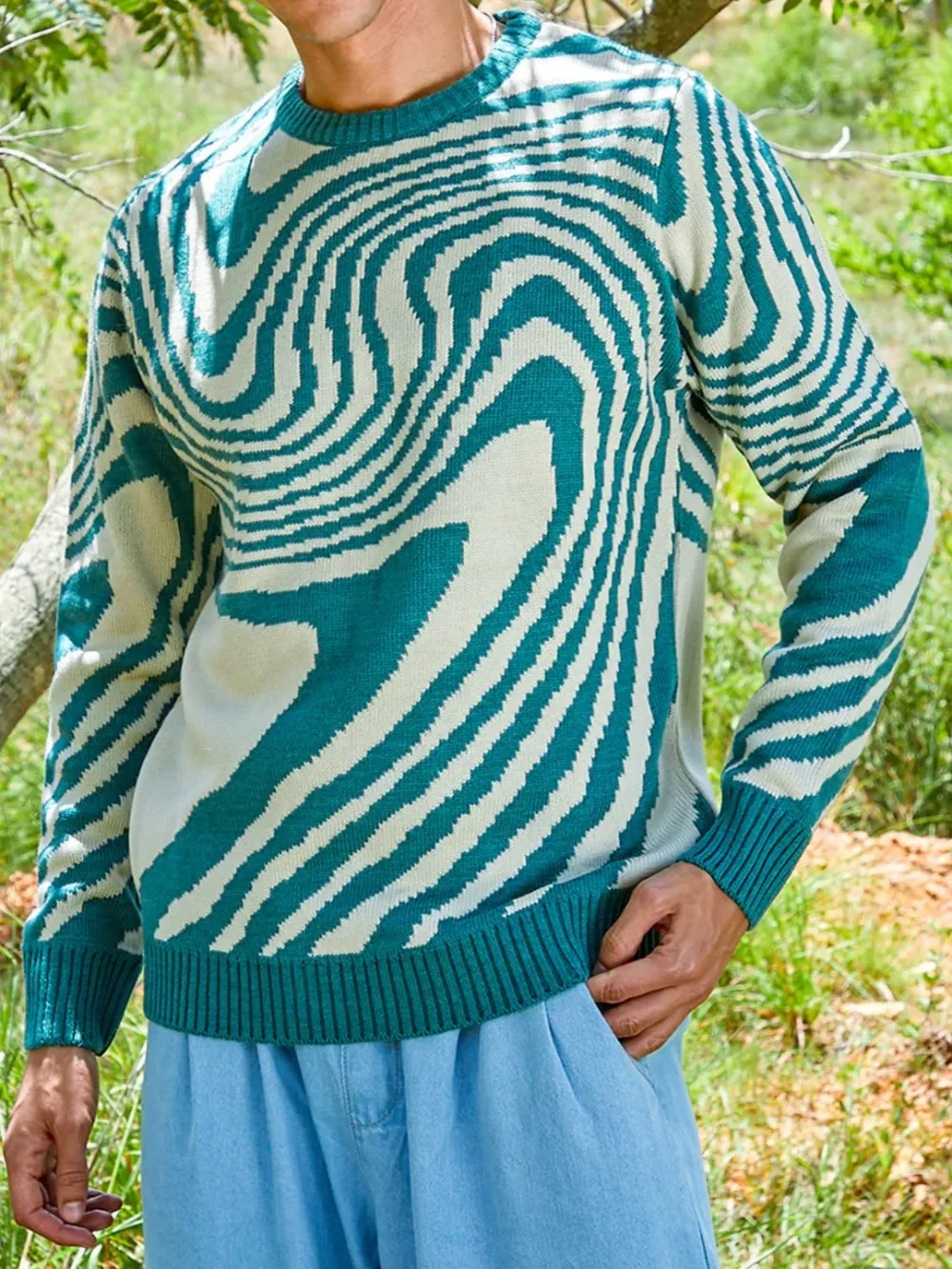 Abstract Design Crew Neck Sweater