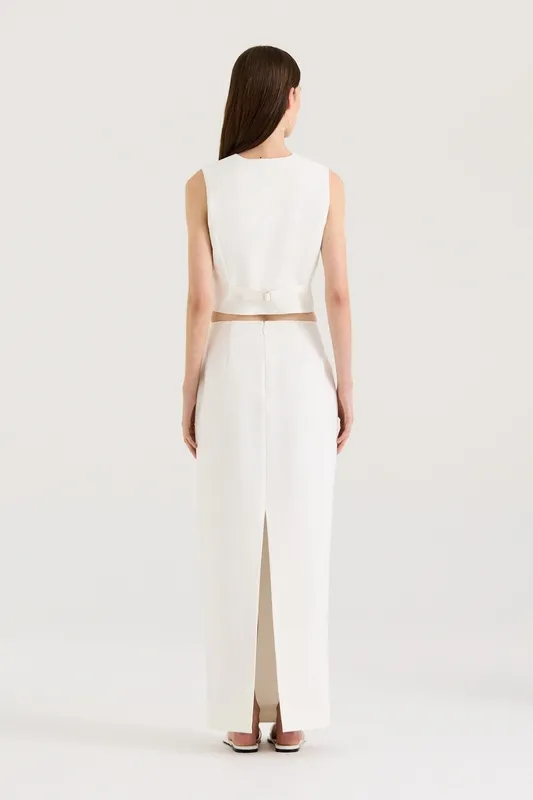 White Low-Rise Maxi Skirt
