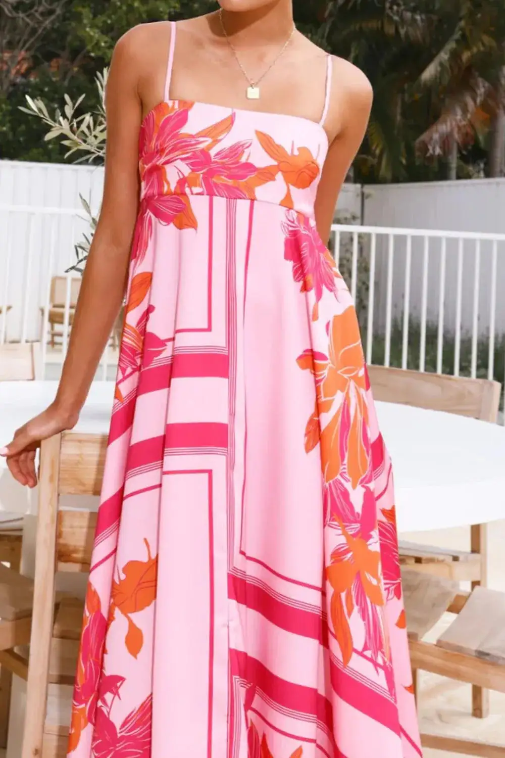 Printed Square Neck Maxi Dress