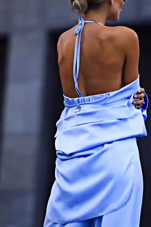 8PACK-Solid Color Silk Fabric Tank Top and Shirt and Pants Three Piece Set