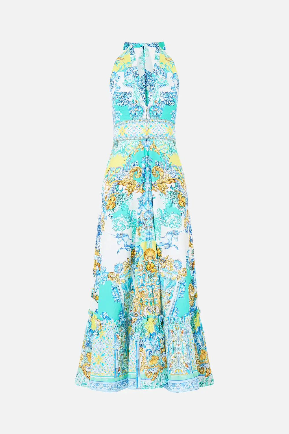Ruffle Neck Halter Dress