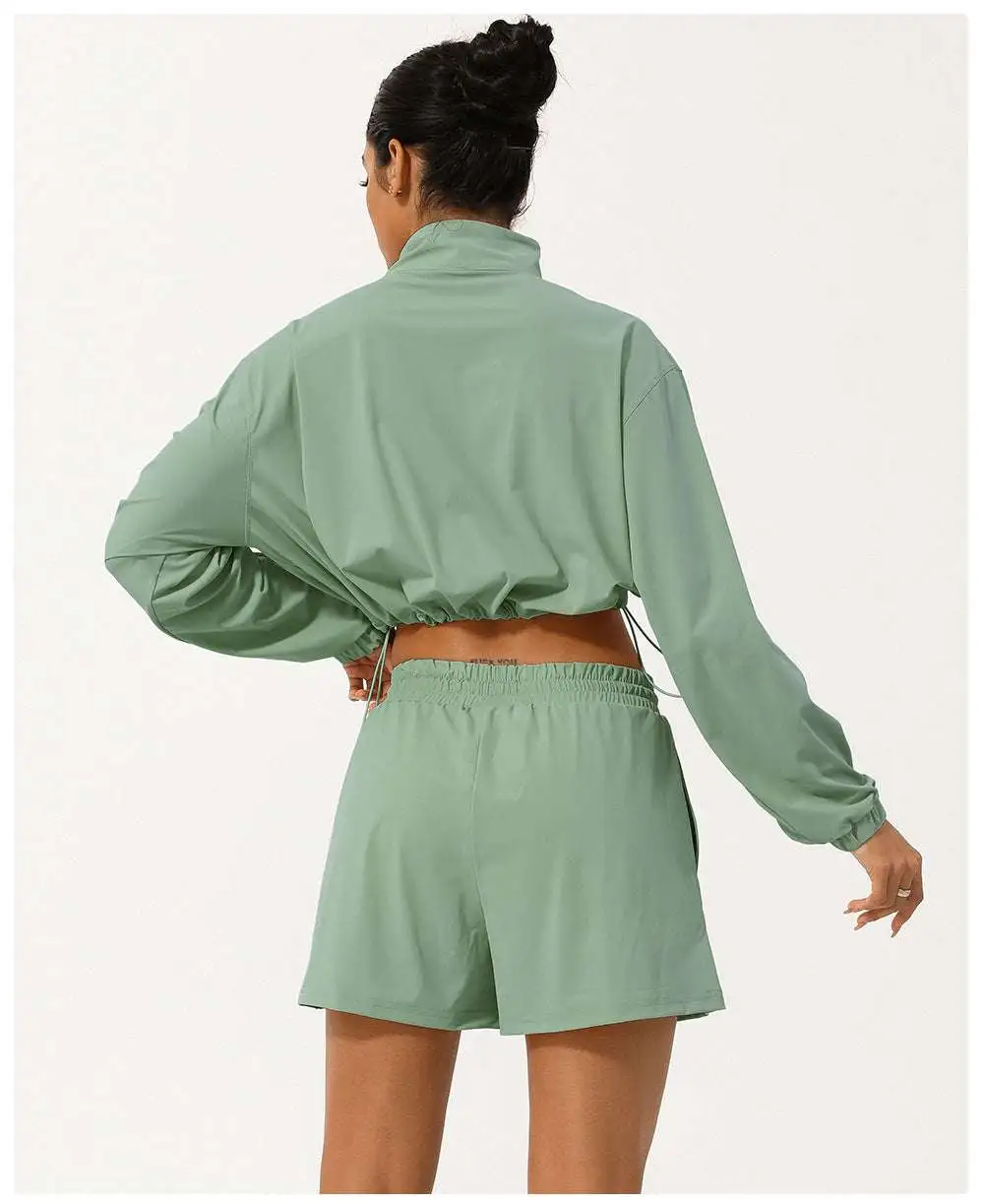 Zip-Front Quick-Dry Top and Shorts Active Set