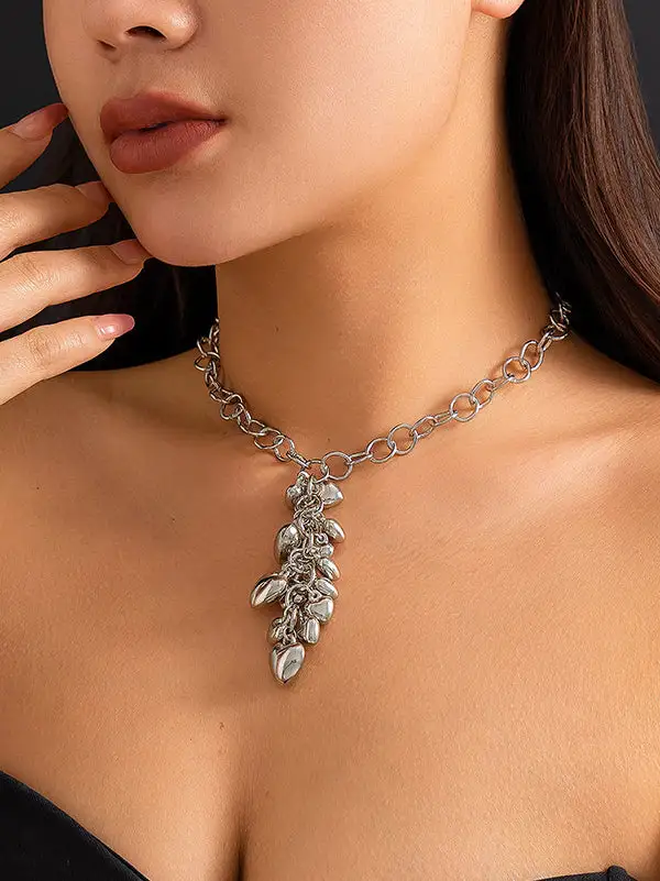 Chain Geometric Heart Motif Necklace