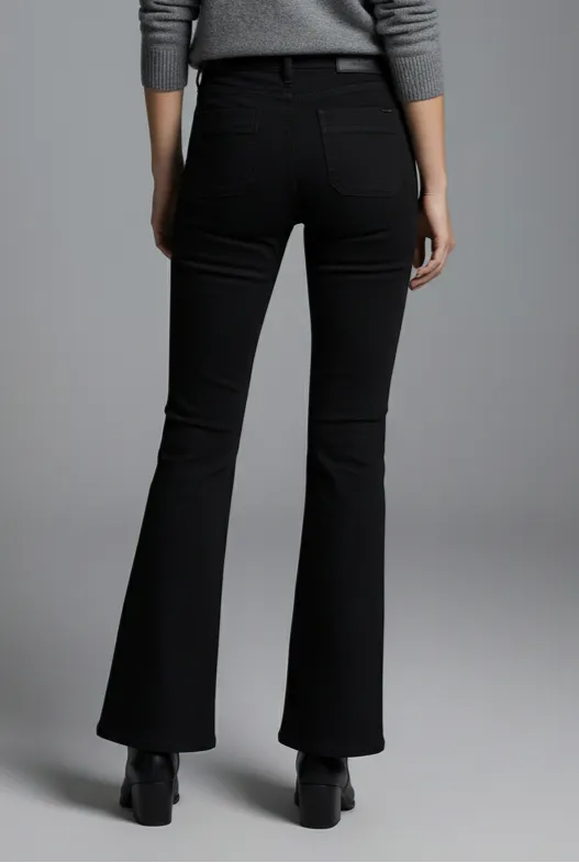 High Rise Bootcut Raw Hem Denim Jeans