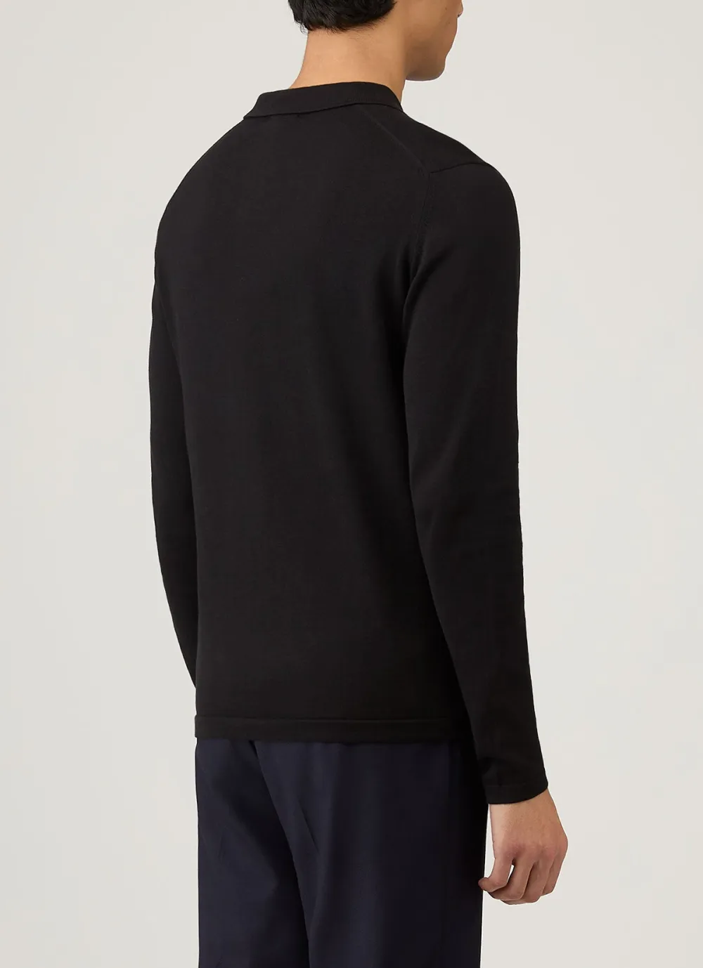 Understated Everyday Slim Fit Sea Island Cotton Knit Long Sleeve Polo Shirt
