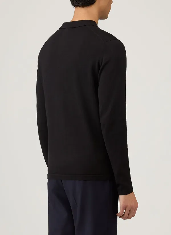 Understated Everyday Slim Fit Sea Island Cotton Knit Long Sleeve Polo Shirt
