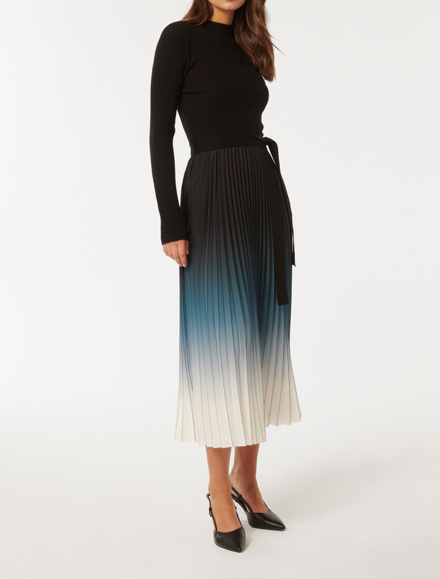 Ombre Pleat Midi Dress