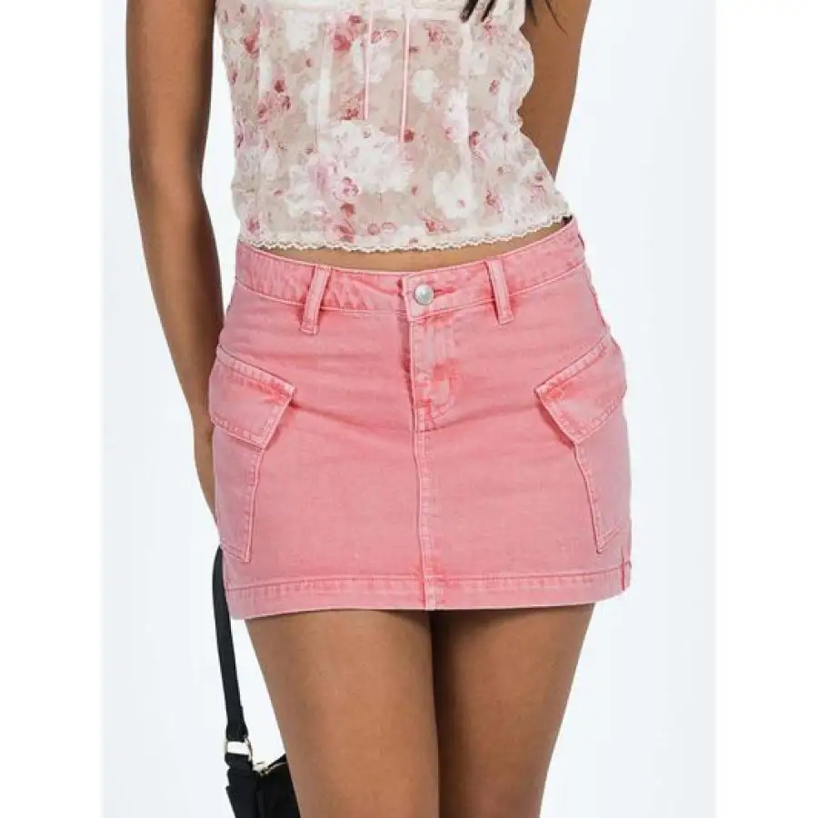 Mini Cargo Denim Skirt with Pockets