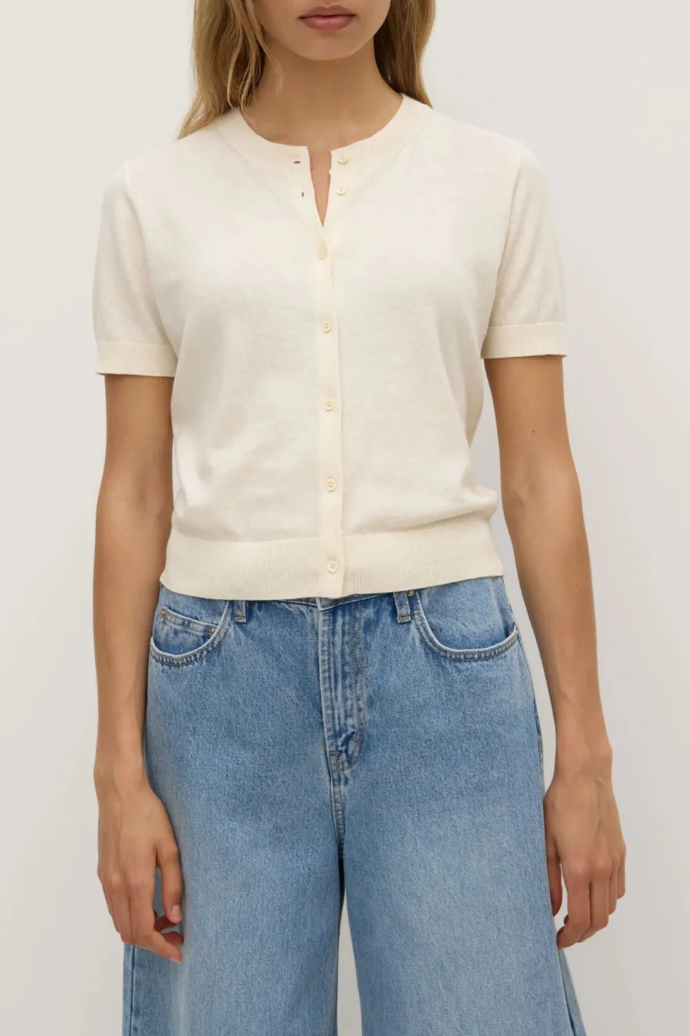 Short Sleeved Cardigan Wool Sweater