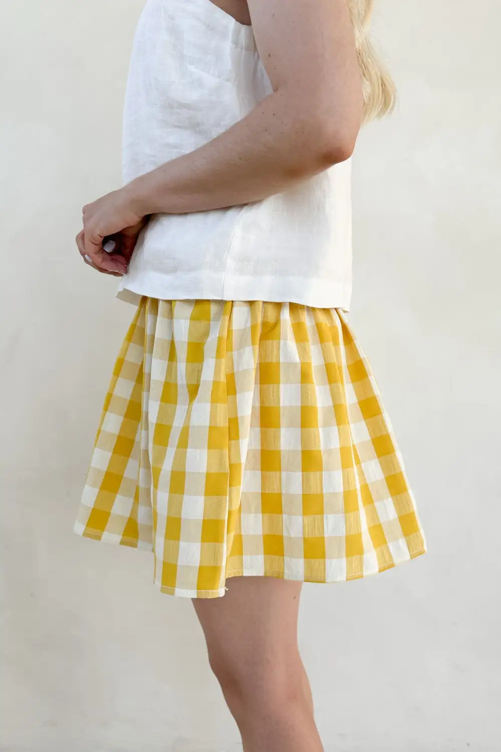 Simple Cut Plaid Checkered Skirt