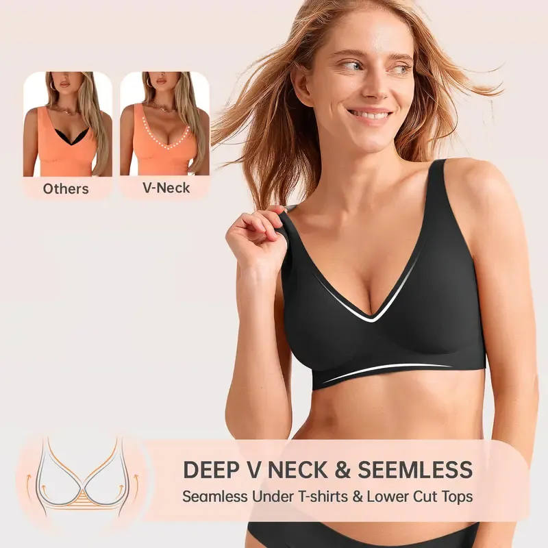 🔥Last Day💥Women's Deep-V Seamless Jelly Bra🔥8-Pack Only $24