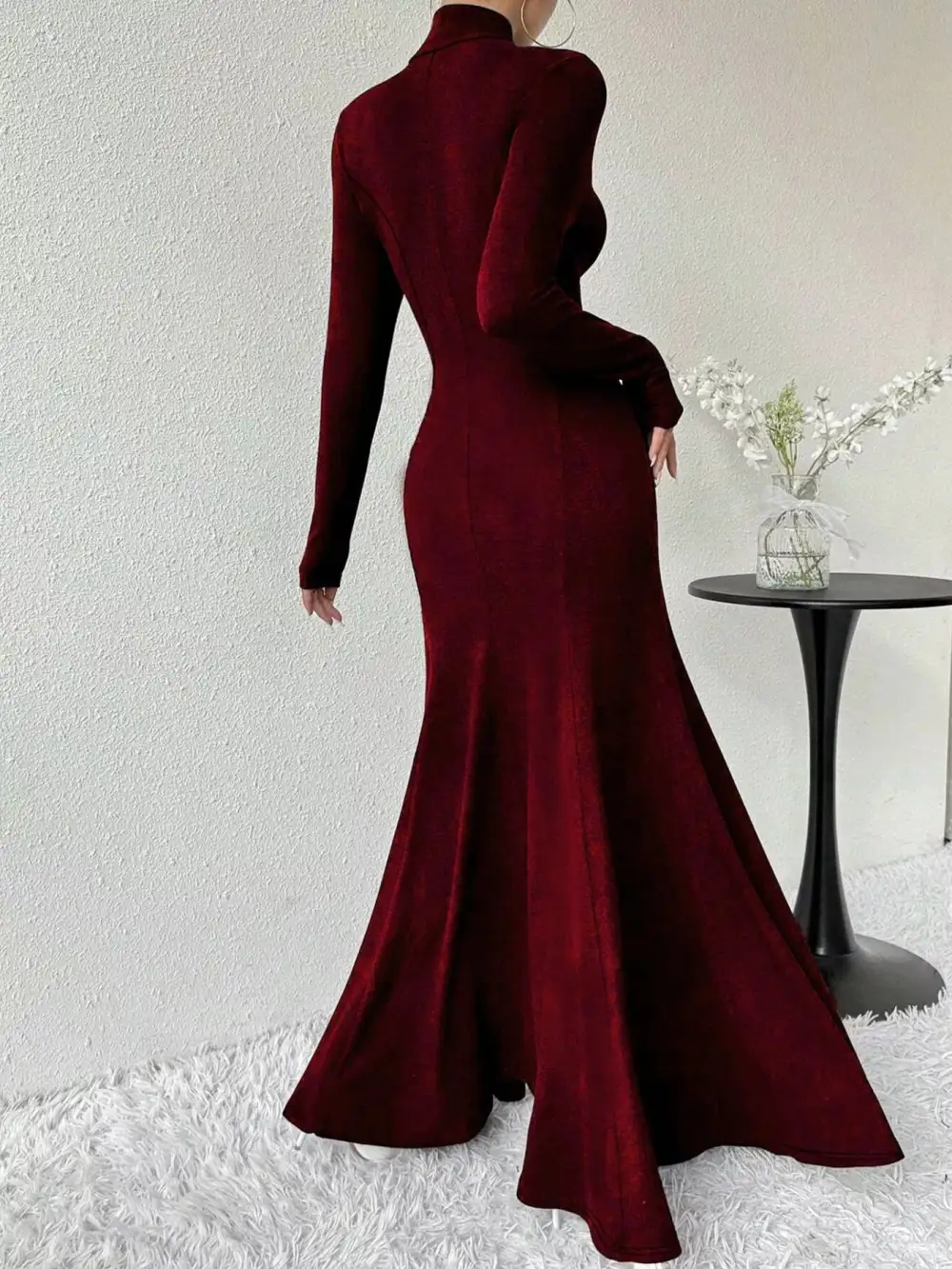 Polished Detail Long Sleeve Maxi Dress