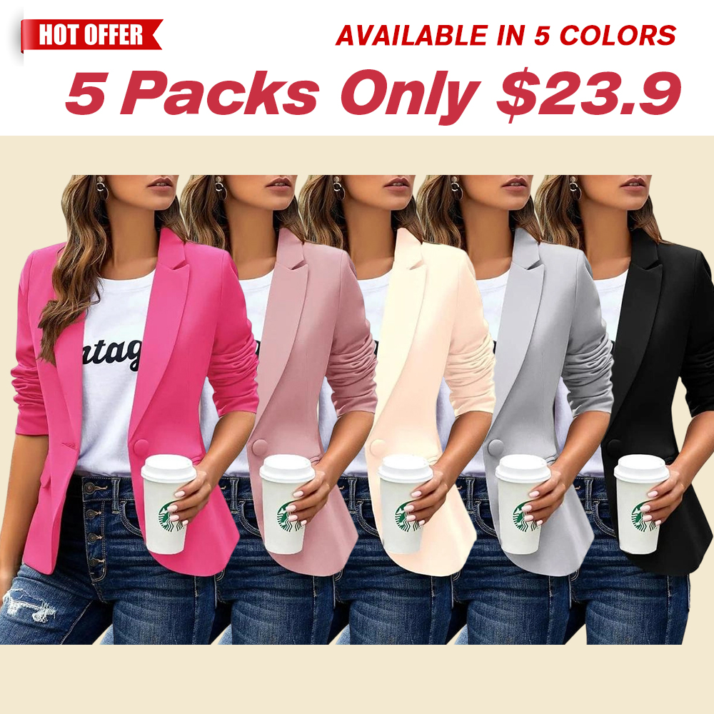 🔥Last Day Promotion!🔥Clearance Sale - Women's Casual Lapel Button Slim Blazers