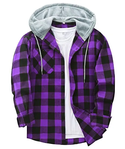 Men Plaid Long Sleeve Flannel Jacket