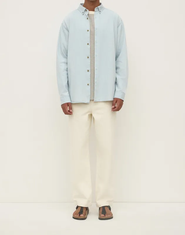 Pale Blue Denim Button-Up Shirt