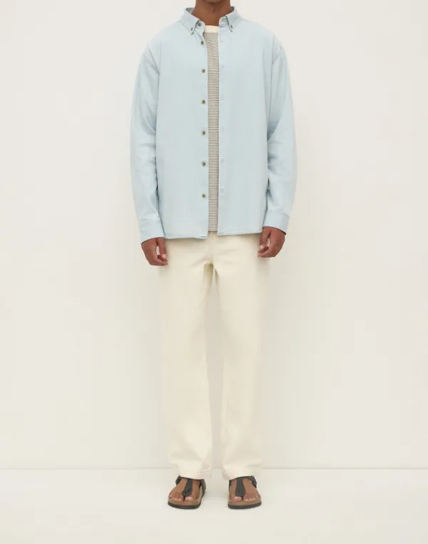 Pale Blue Denim Button-Up Shirt