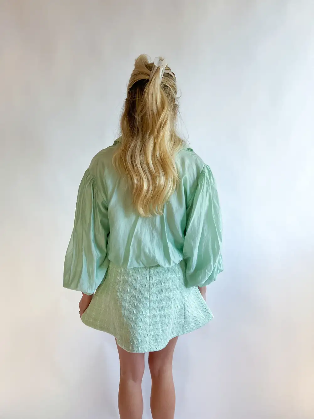 Textured Mini Skirt Button Detail