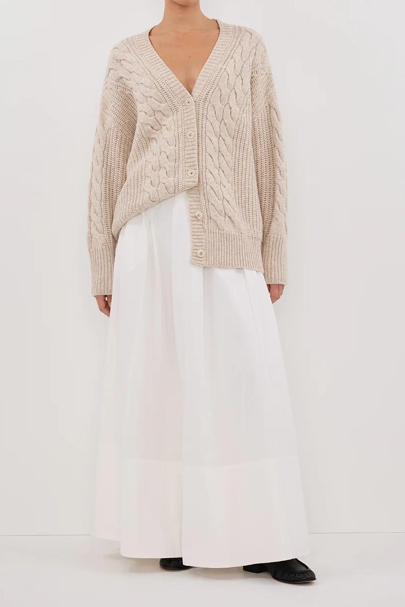 CHALK CABLE KNIT CARDIGAN