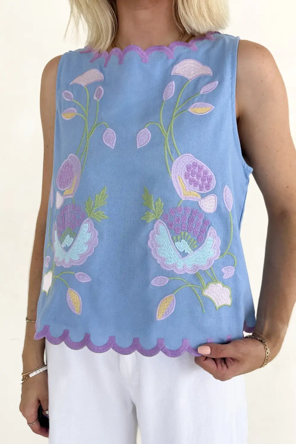 Floral Embroidered Sleeveless Top