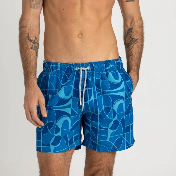 Abstract Blues Swim Shorts