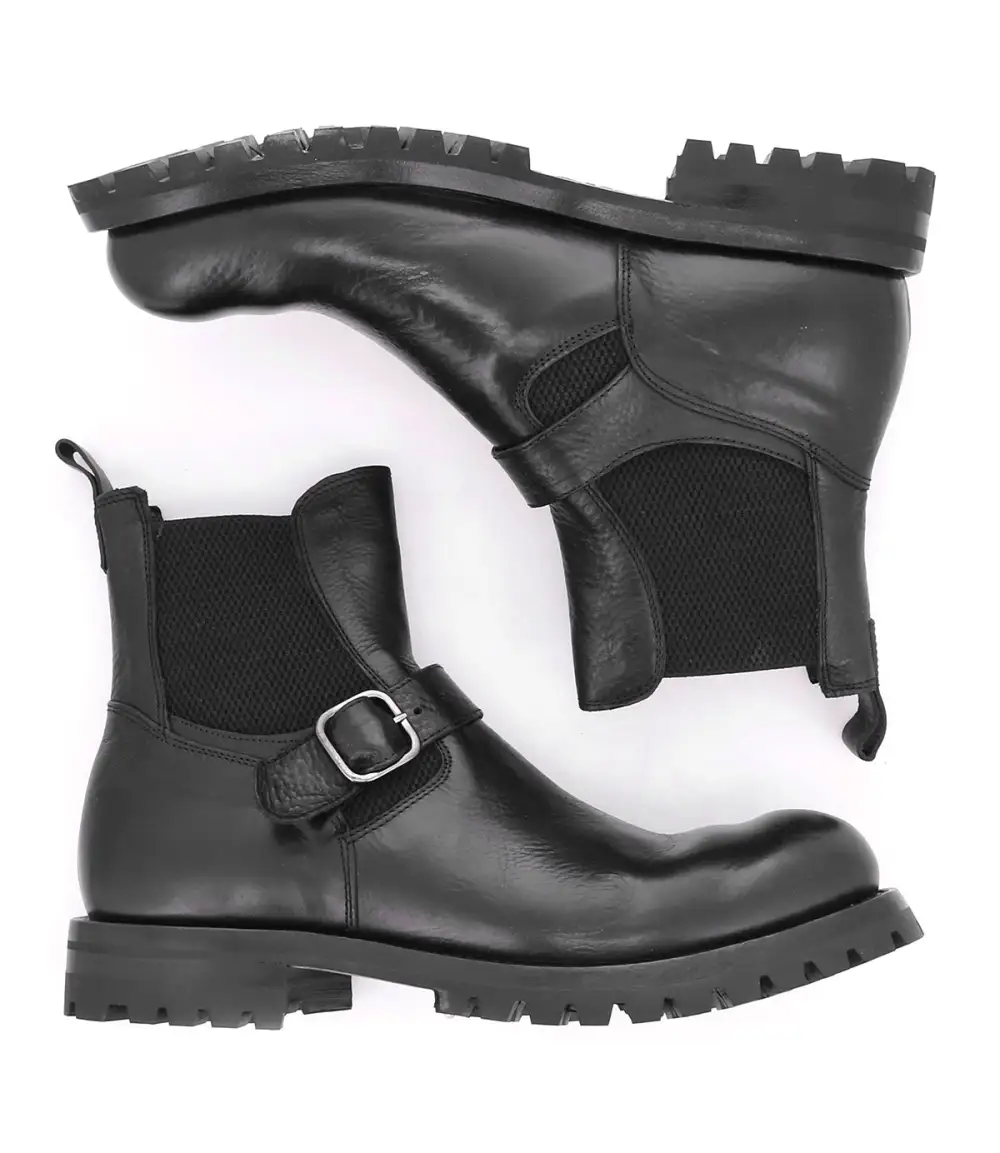 Buckled Streamlined Heritage Moto Boots