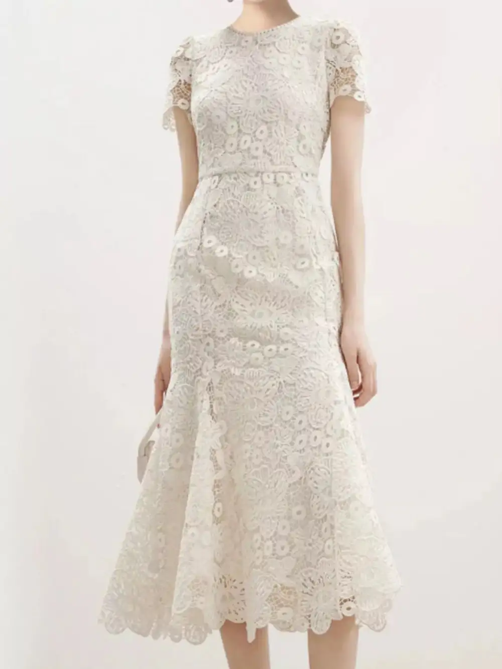 Lace Short Sleeve Dress Casual