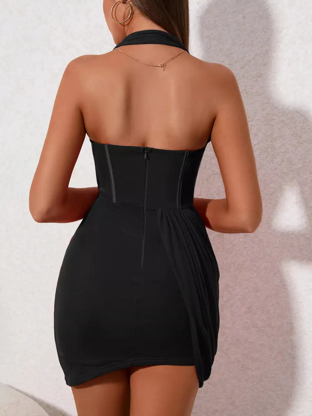 Halter Neck Ruched Mini Dress