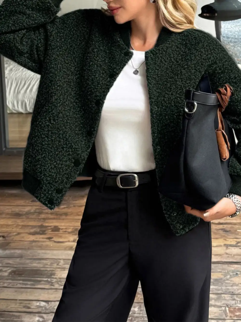 Snap Down Dropped Shoulder Jacket Easy Layering Piece