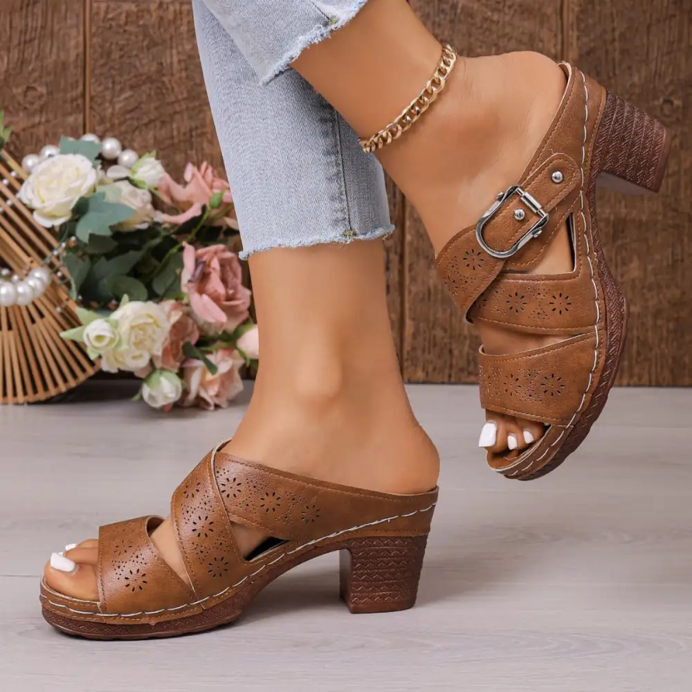 Sleek Open Toe Block Heel Sandals