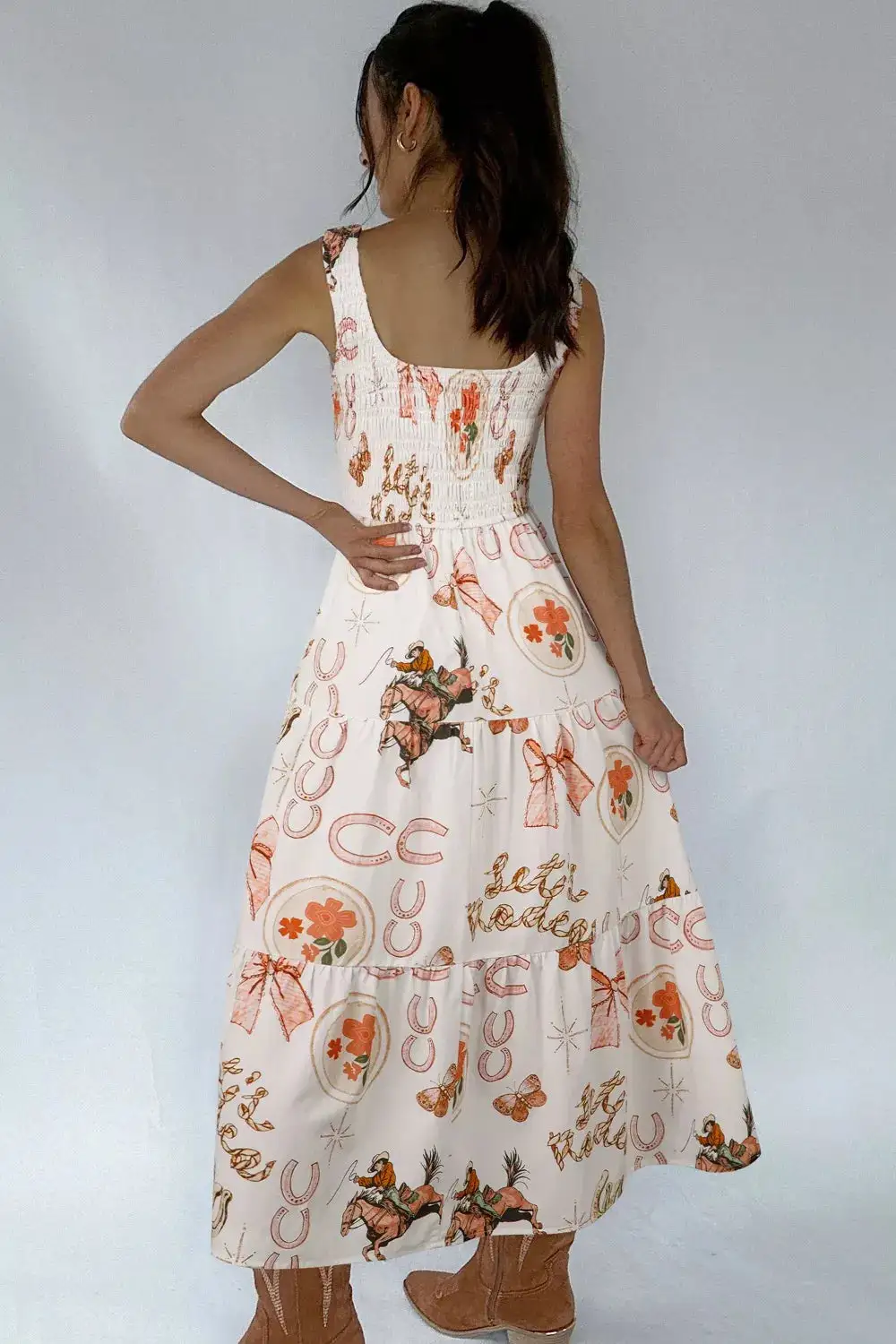 Soft Touch Printed Sleeveless Midi Dress