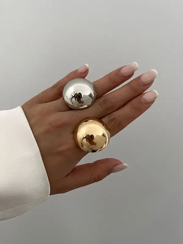 Geometric Polished Alloy Urban Ring
