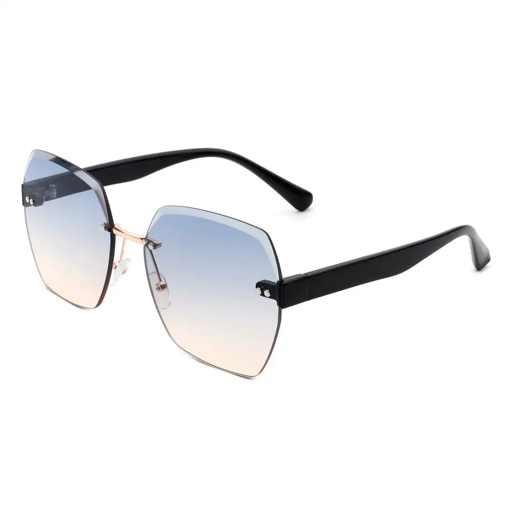 Rhinestone Square Rimless Frame Sunglasses
