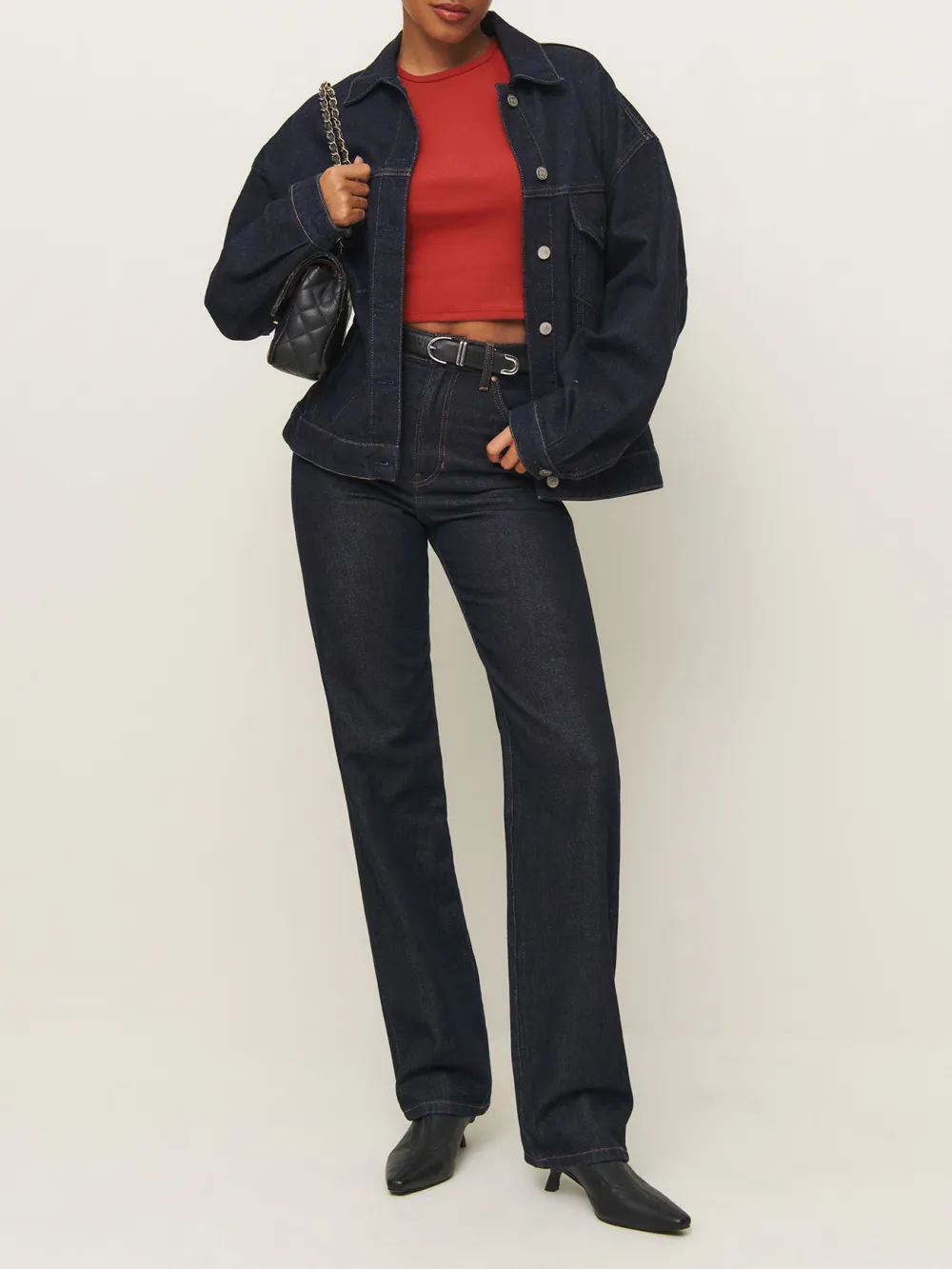 Cropped Crew Neck Knit Top