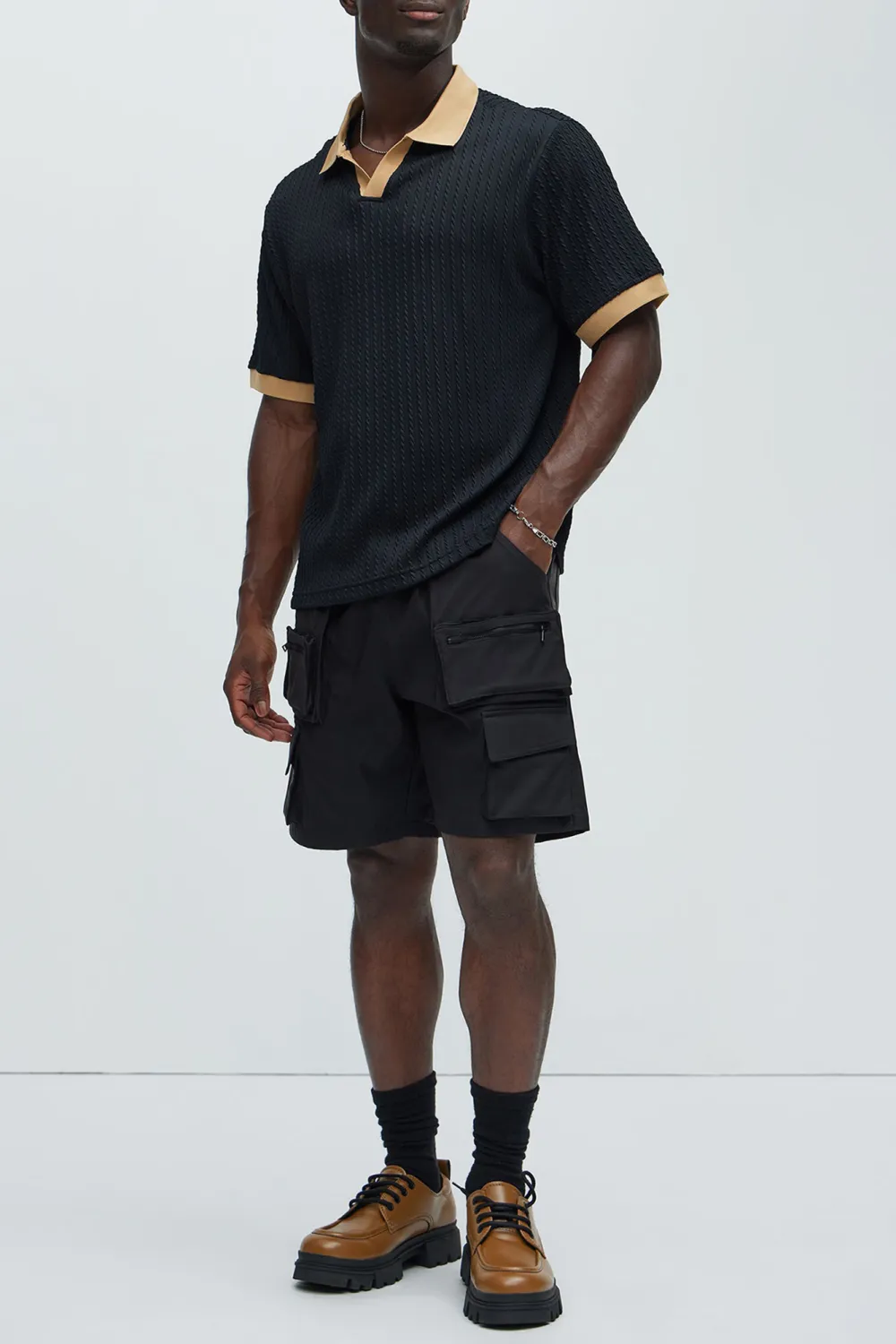 Color Block Textured Polo