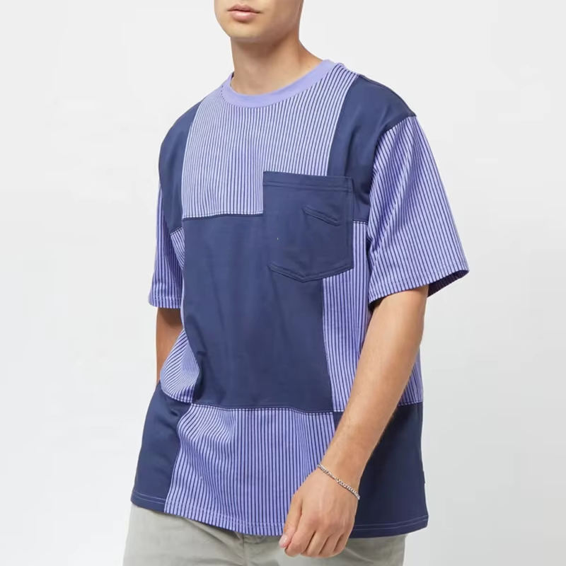 Oversized Stripe Patchwork T-Shirt