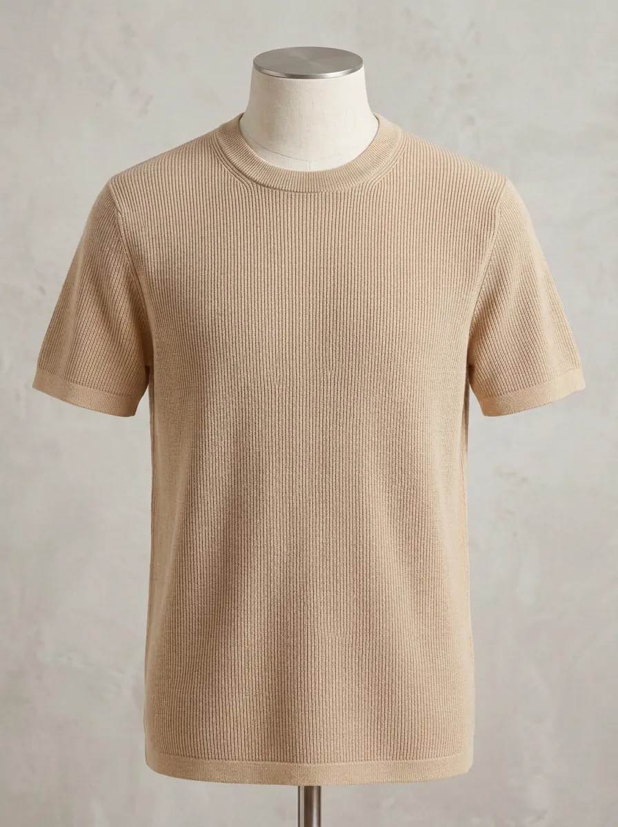 Refined Heritage-Look Men's Knit Crew-Neck T-Shirt