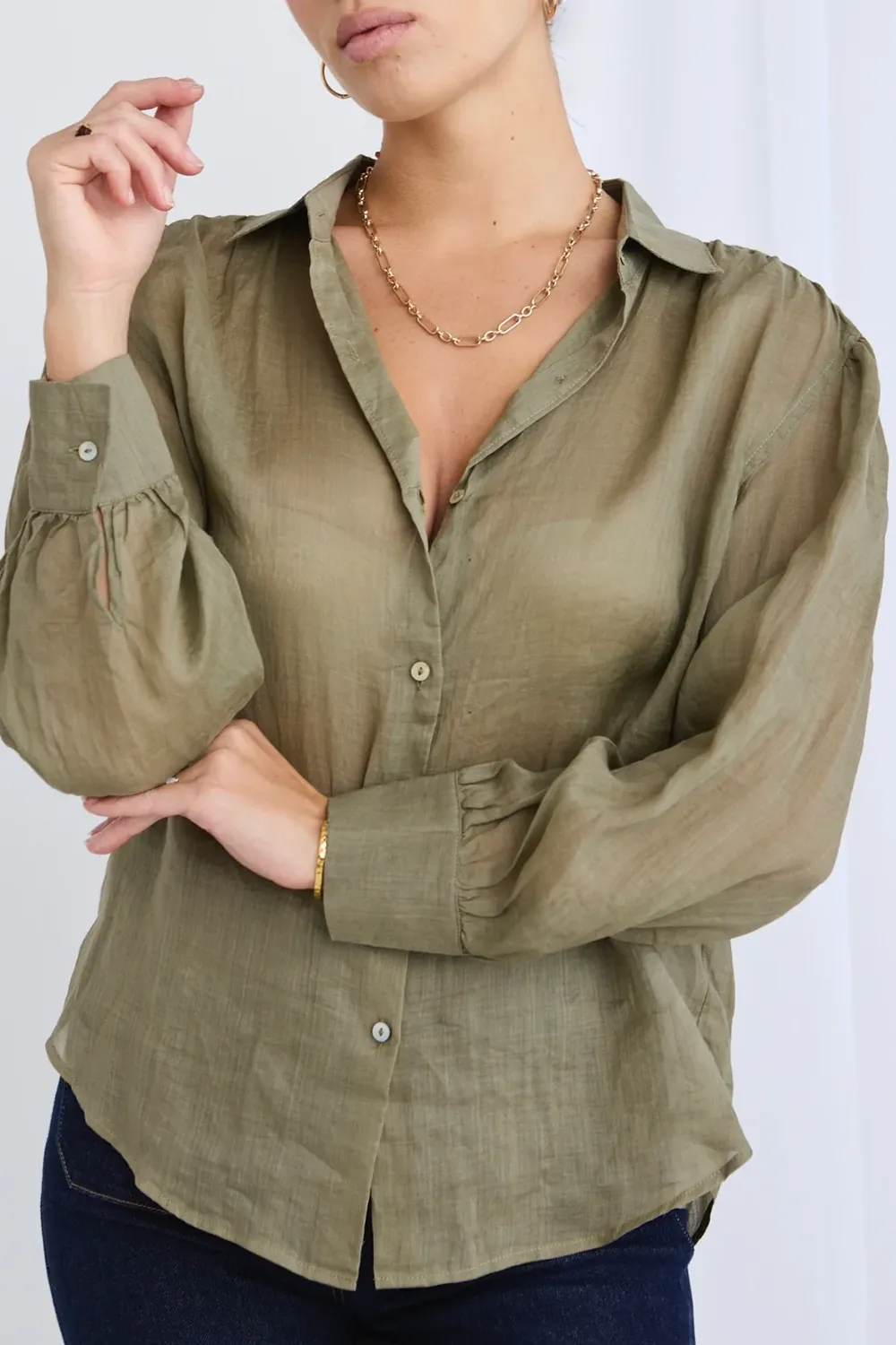 Light Khaki Linen LS Shirt