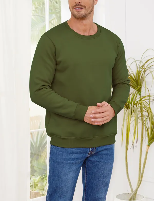Mens Fleece Crewneck Sweatshirts - Green