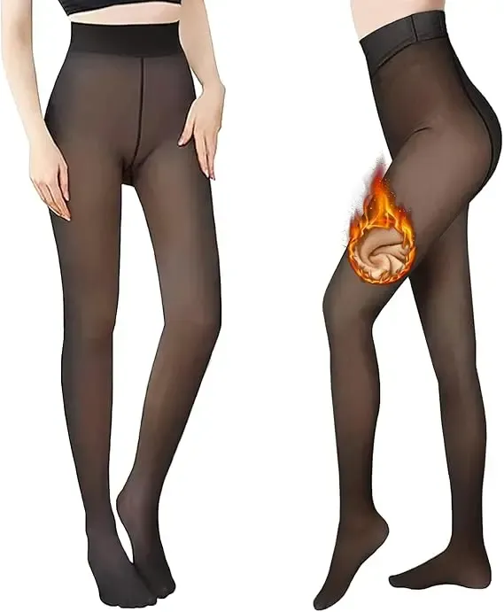 Fleece Lined Tights Sheer Women