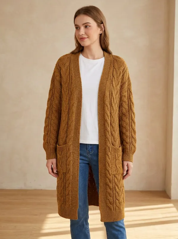 Women's Winter Cable Knit Long Cardigan