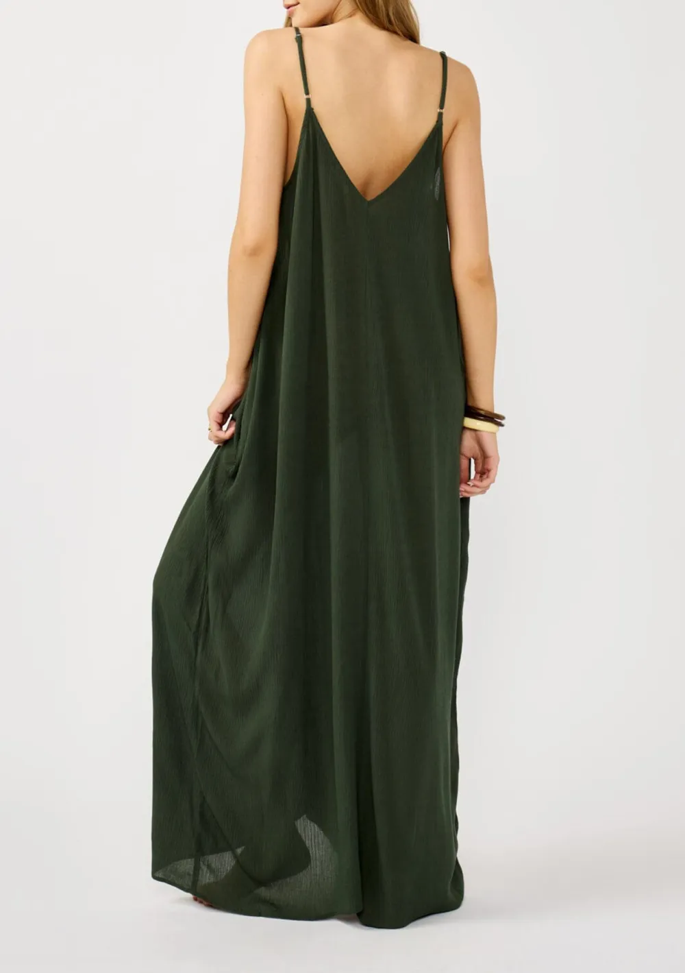 V-Neck Maxi Cami Dress with Pockets