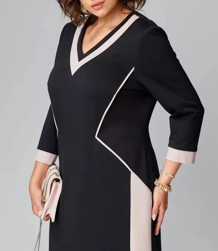 Elegant V-neck Midi Dress