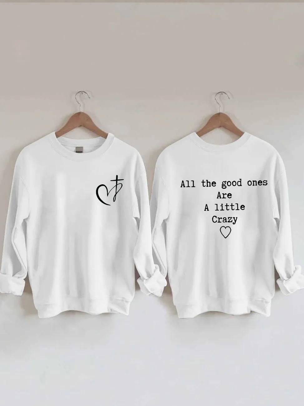 Women's Heart Cross Christian Jesus Has My Back Print Sweatshirt