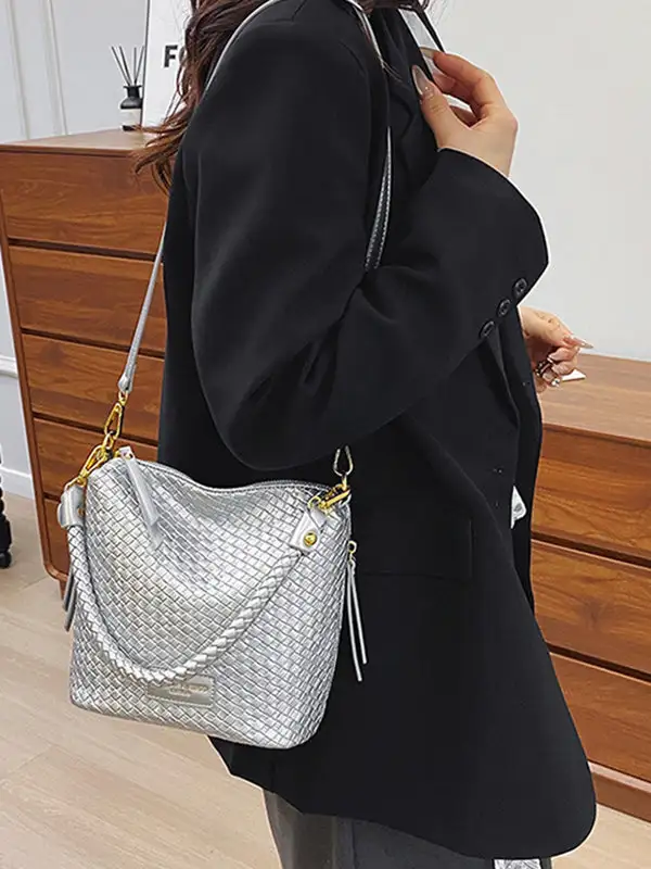 Woven Zip-Top Crossbody Bag