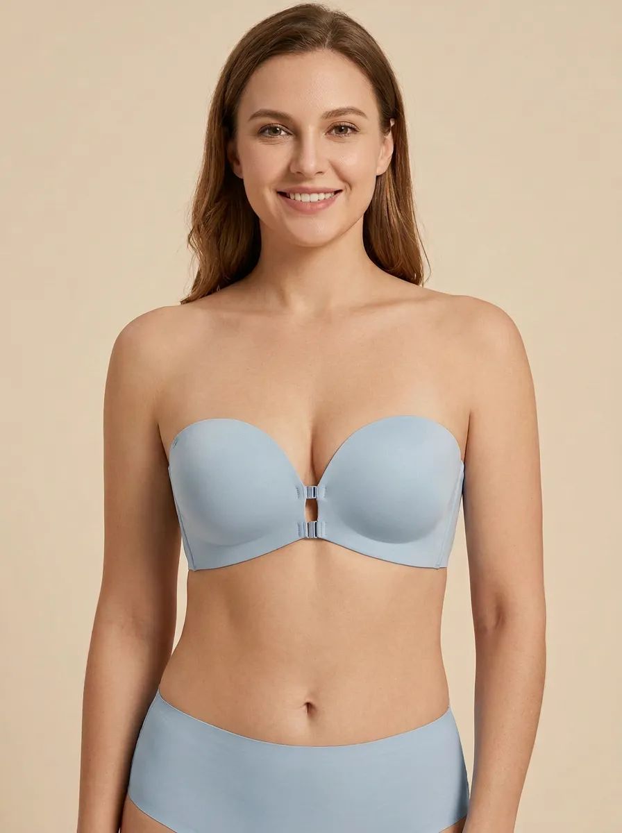 Women's Hardware-Detail Front-Closure Strapless Bra