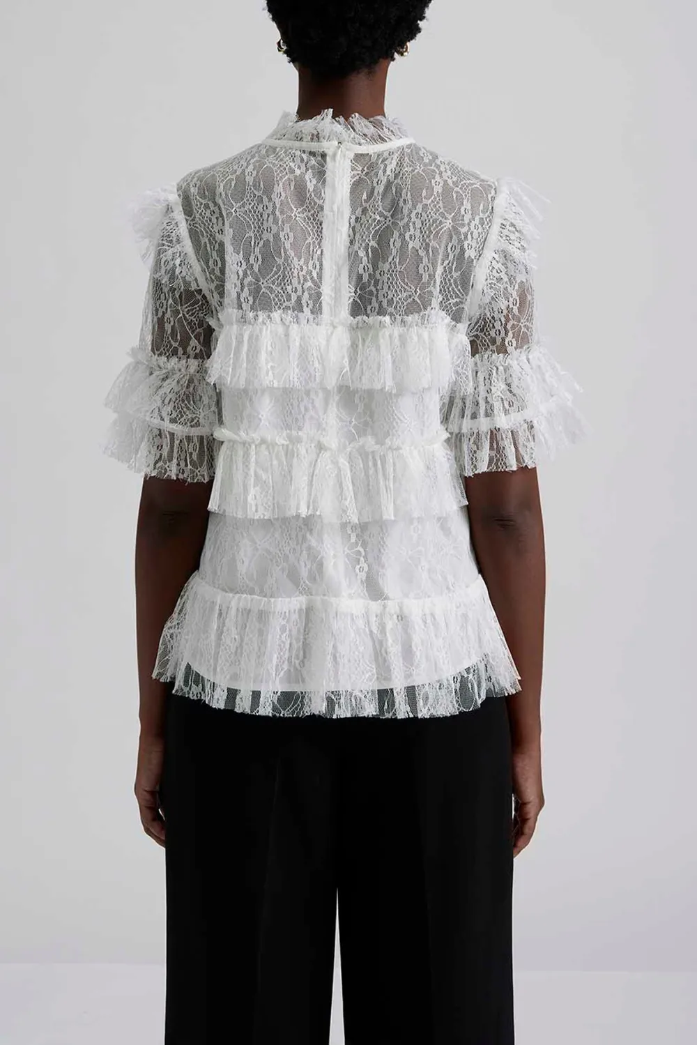Tiered Lace Ruffled Blouse