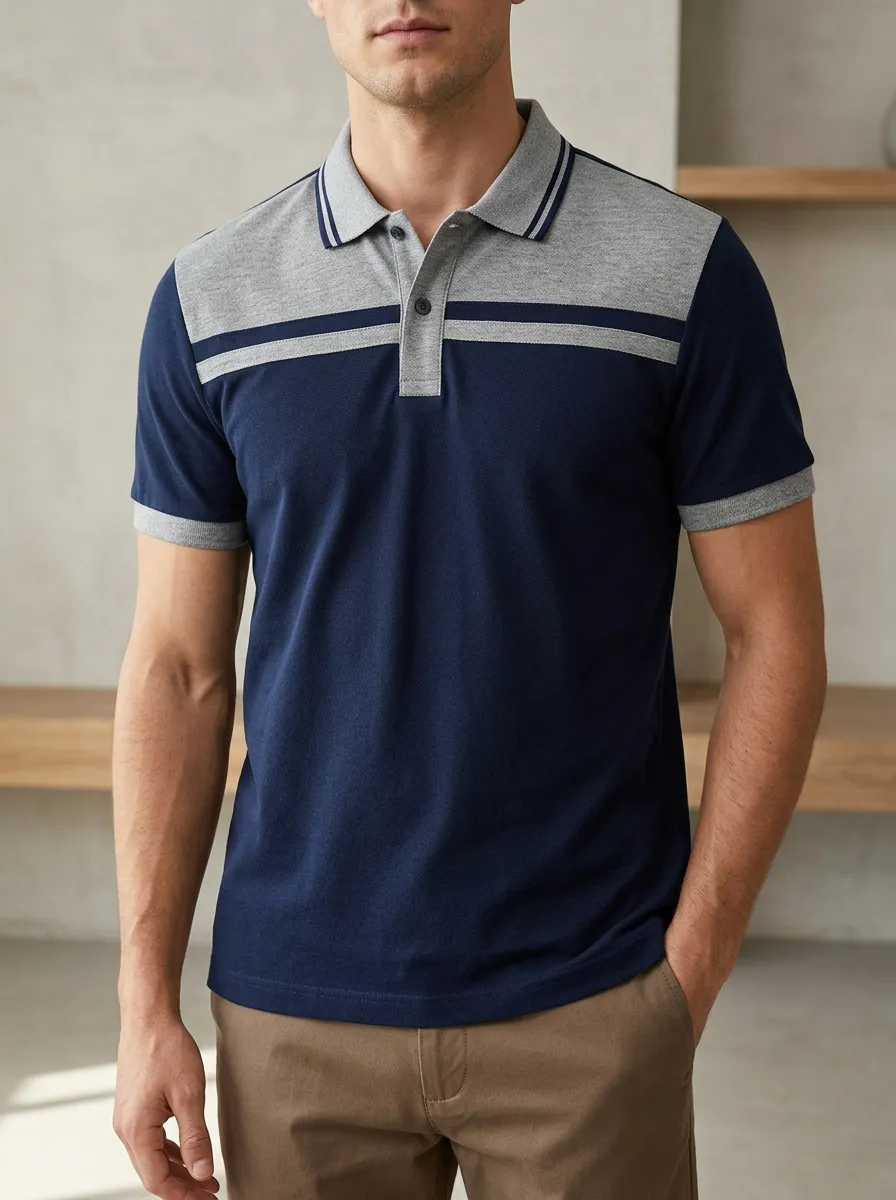 Men's Smart- Colorblock Stripe Polo Shirt